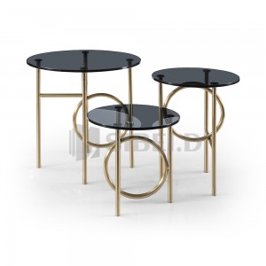Mesa de centro de mesas laterales de diseño moderno con tapa de cristal