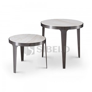 Hotel apartment living room Small Round Corner mable coffee table in Low height