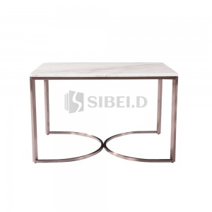 7.306 Polished marble top with Light Bronze Metal support coffee table