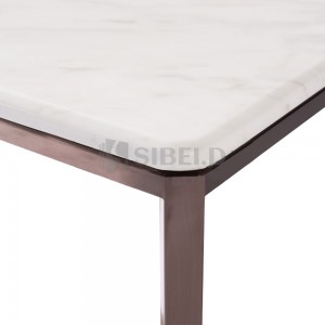 7.306 Dessus en marbre poli avec table basse de support en métal bronze clair