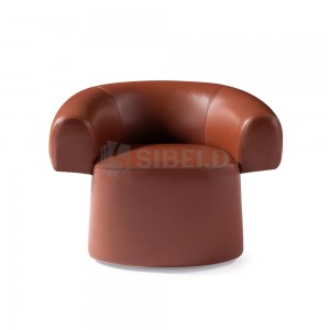 7.305 Leather upholstered seat and back with Swivel metal Base Armchair
