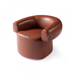 7.305 Leather upholstered seat and back with Swivel metal Base Armchair