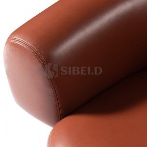 7.305 Leather upholstered seat and back with Swivel metal Base Armchair