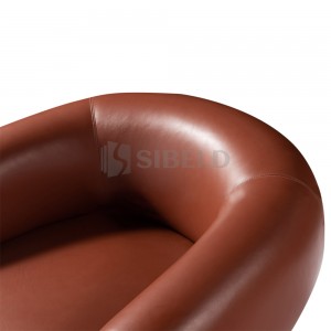 7.305 Leather upholstered seat and back with Swivel metal Base Armchair