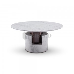 7.330 Marble top with connected metal base wrapped in marble hotel coffee table