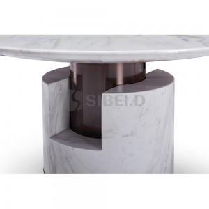 7.330 Marble top with connected metal base wrapped in marble hotel coffee table