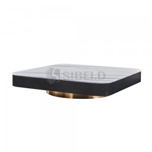 N9-GD-E301B Fashion design modern glass marble square coffee table